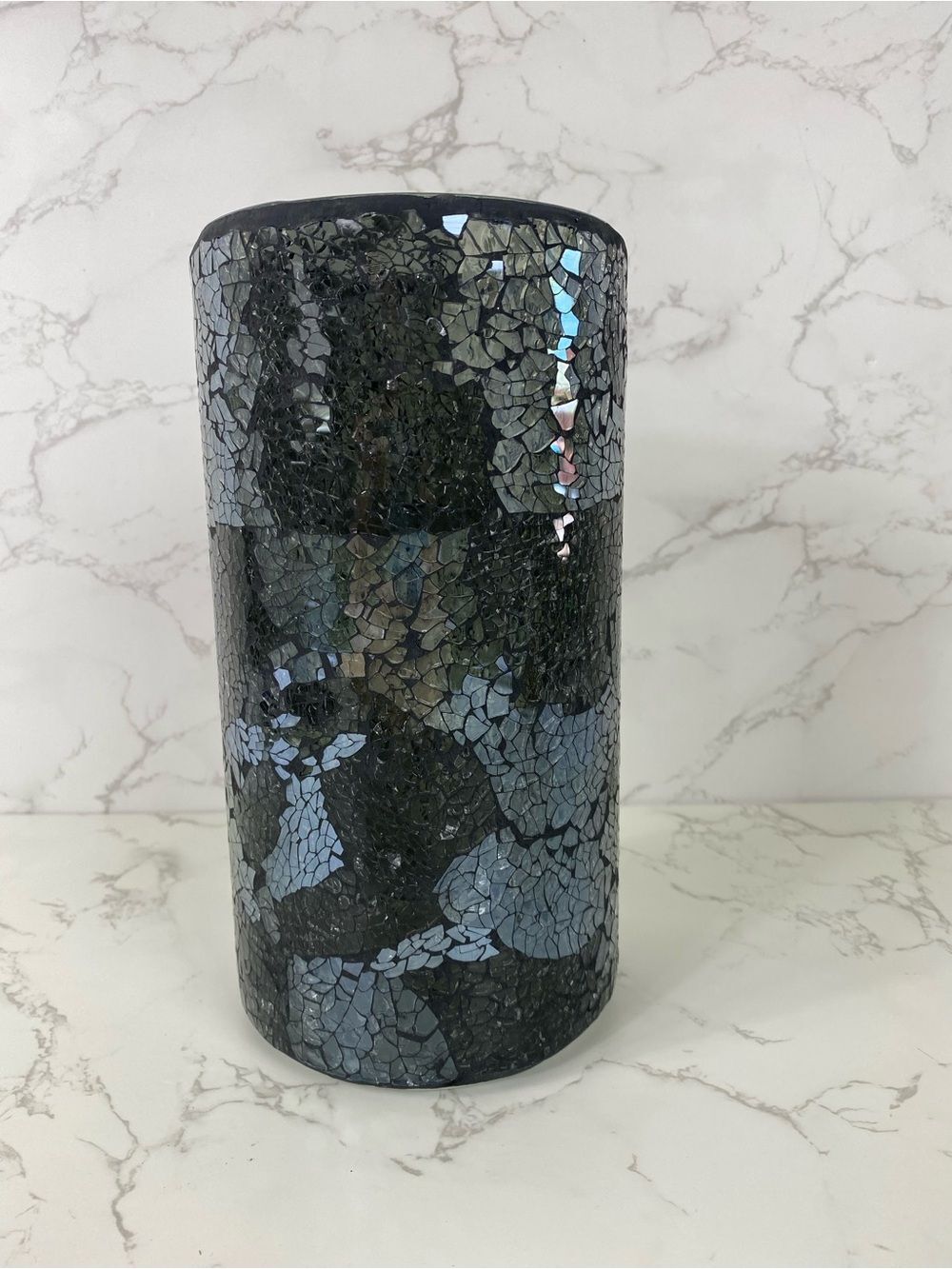 Black Iridescent Mosaic Glass Vase